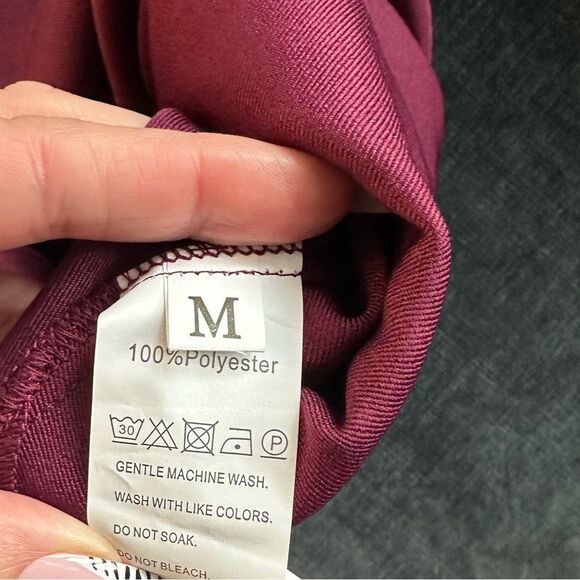 Elegant Shoulder Pad Assymetrical Blouse Burgundy, Brown & Black Med & Lg - Picture 9 of 12